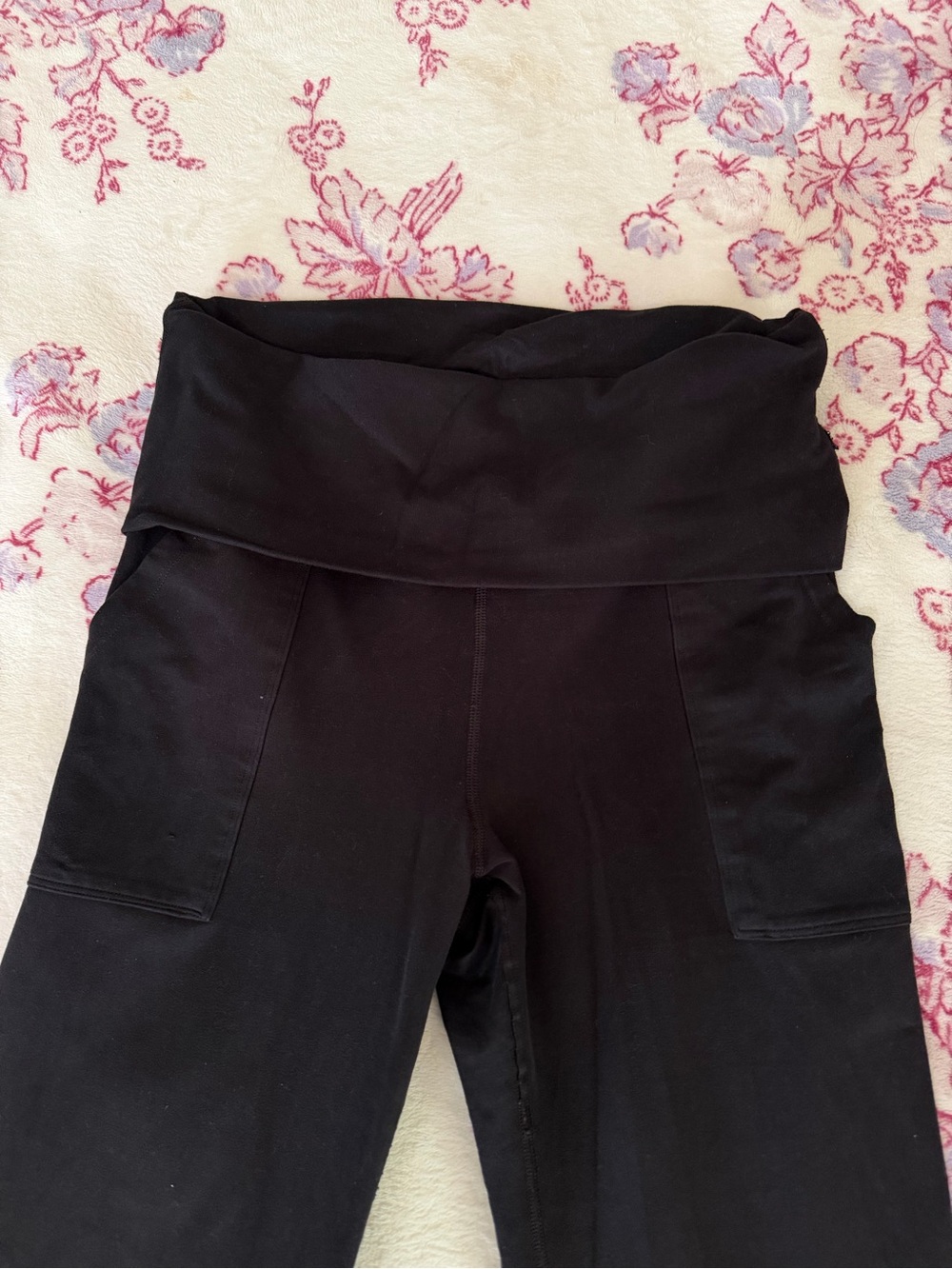OFFLINE by aerie Black Flared Leggings with Fold-Over Waistband